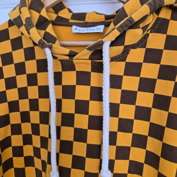 JW Anderson Orange Checkerboard Hoodie Men's Medium M - Picture 2 of 5